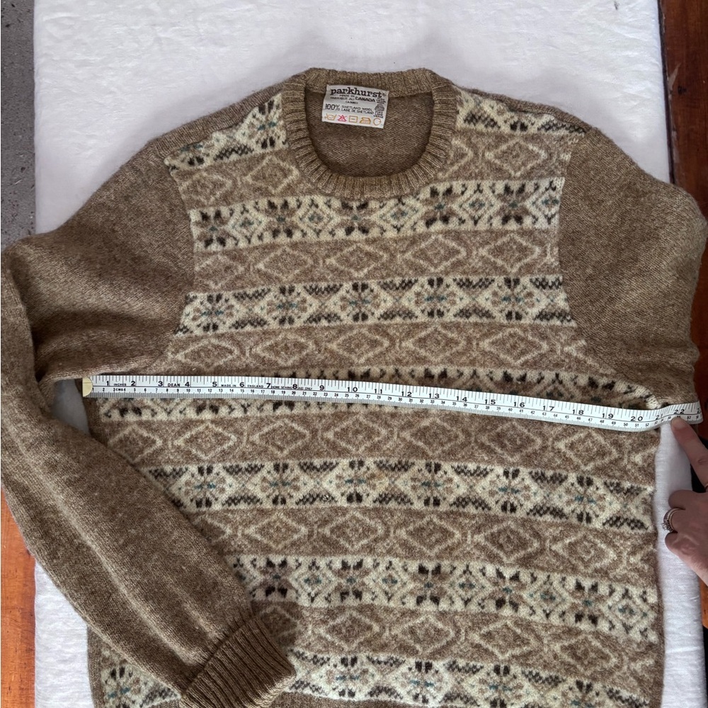 Women’s Parhurst Vintage Fair Isle 100% Shetland Wool Crew Neck Sweater Medium - Picture 8 of 11